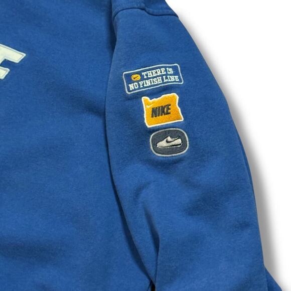 VTG Nike Hoodie Mens Blue Embroidered There is No Finish Line Pullover FADED L - Picture 4 of 13